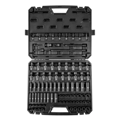 Imagen de VEVOR Juego de Llaves Vaso 3/8&quot; 90 Piezas SAE 1/4&quot; 3/4&quot; y Métricas 6 19 mm, Puntas Aleación Acero Cr Mo para Reparación Automóviles con Barras Extensión, Estuche Almacenamiento