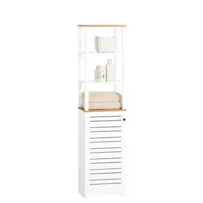 Imagen de SoBuy BZR43 W Armario baño Alta Mueble Columna de para con 5 Estantes Estanterías Blanco Medidas: 40x30x160cm, ES