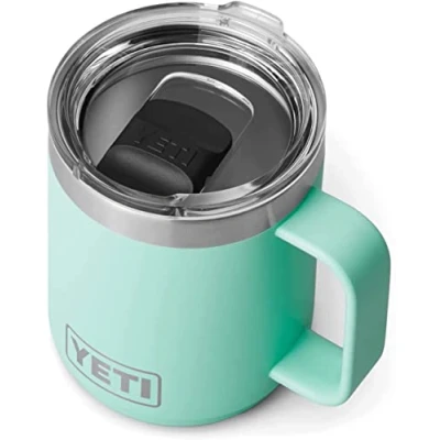 Imagen de YETI Rambler Taza apilable de acero inoxidable aislada al vacío con tapa Magslider, espuma mar, 296 ml