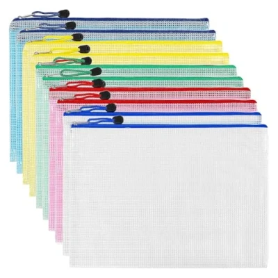 Imagen de bolsa de documentos con cremallera A3, 5 colores, PVC transparente, carpeta documento, cierre, malla para viajes, oficina, suministros (10