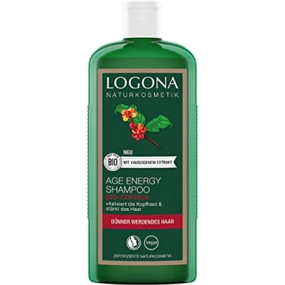 Imagen de Champú natural Age Energy de Logona, biocafeína, eficaz contra la caída del cabello, fortalece el cabello fino y sin fuerza, proporciona energía fuerza para fortalecido, vegano, 250 ml