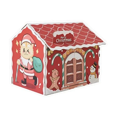 Imagen de fdsad Rascador de casa para gatos, cartón Navidad con hierba gatera, resistente y duradero gato, Navidad, regalo cumpleaños