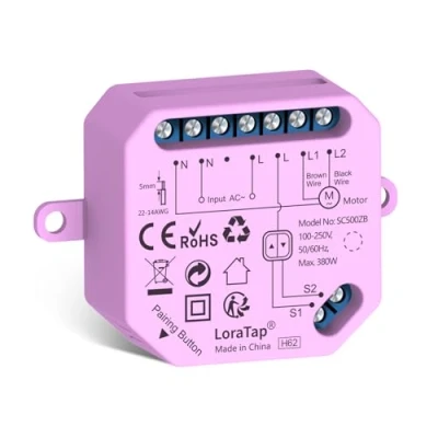 Imagen de LoraTap Interruptor para Persianas y Cortinas: Módulo de Control Relés ZigBee Compatible con Alexa, por Voz, Aplicación Smart Life, Temporizador, Requiere Hub, 380W