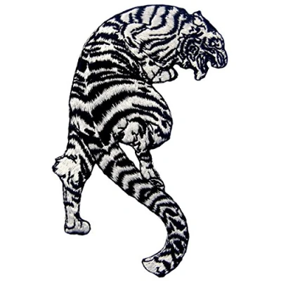 Imagen de Parche termoadhesivo para la ropa, diseño de El tigre blanco a rayas rugientes