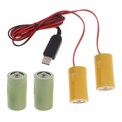 Imagen de 2 en 1 convertidor de corriente USB D eliminadores batería reemplazar unidades 5 V LR20 pilas para luces LED teledirigidas