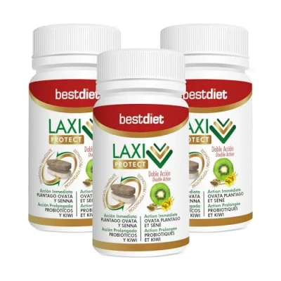 Imagen de Best Diet Laxi Protect Doble acción complemento alimenticio, inmediata y prolongada. Pack de 3 botes 30 comprimidos