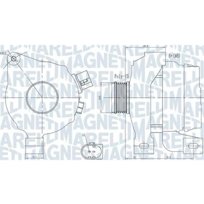 Imagen de MAGNETI MARELLI 063732001010 Alternador 14V 180A VOLVO: XC60 I, S60 II, XC70 II Familiar
