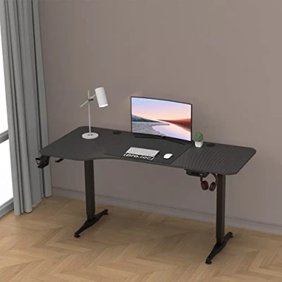 Imagen de Escritorio con Tablero Eléctrico de Altura Regulable Mesa Pie 73 118 cm 2 Opciones Memoria en Forma L Aglomerado Aluminio 160 x 60/75 Negro