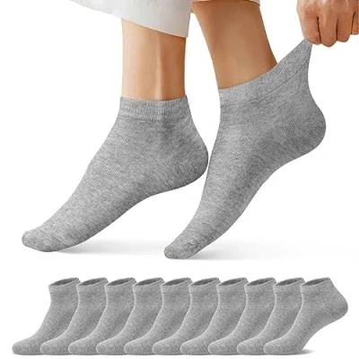 Imagen de FALARY Calcetines DeportivosTobilleros hombre mujer 10 Pares Cortos Calcetin Algodon Gris 3538