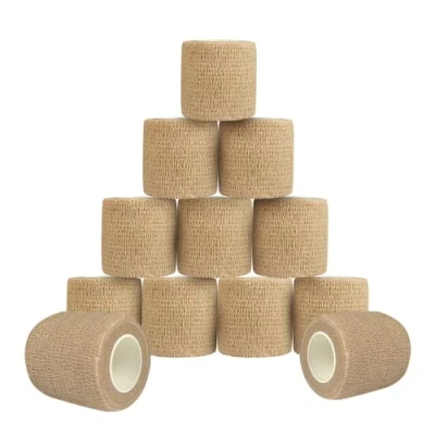 Imagen de Venda Cohesiva 5 cm x 4.5 m Elástica Autoadhesiva Vendaje Deportivo Tape Crossfit 12 Rollos Crema