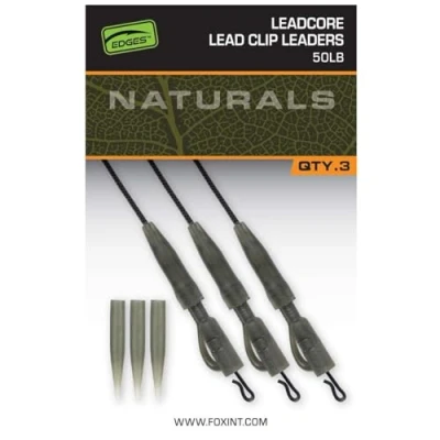Imagen de Fox Naturals Leadcore PG Líderes para Clip de Plomo 75cm (50lb) (3 piezas) Bajo línea carpfishing