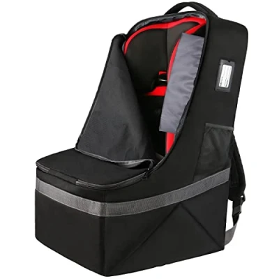 Imagen de YOREPEK Bolsa de Viaje para Silla Coche Infantil, con Bandolera y Correa Sujeción Viajar Mochila Funda Asiento Impermeable Resistente Desgaste, Negro