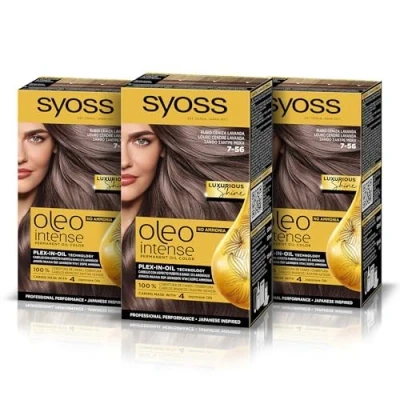 Imagen de Syoss Oleo Intense Tinte 7 56 Rubio Ceniza Lavanda Coloración permanente Sin Amoníaco Cobertura profesional de canas Resultados peluquería