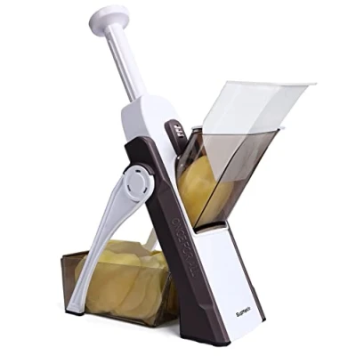 Imagen de ONCE FOR ALL&#039;s Cortador de Verdura seguro, Multifuncional Mandolina cocina Manual, Cuchillas acero construidas, Artefacto picar Para patata, el Chef y Hogar