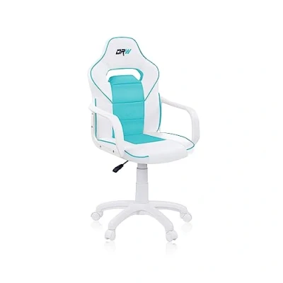 Imagen de duehome DRW, Silla Gamer, de Oficina Gaming Estudio o Escritorio, Acabado en Símil Piel Blanco y Turquesa, Medidas: 46,5 cm (Ancho) x 46 (Largo) 98 109,5 (Alto)