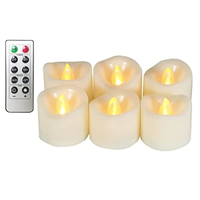 Imagen de Erosway velas LED, eléctricas realistas parpadeantes con pilas, 300 horas de funcionamiento sin interrupción temporizador 2/4/6/8 y control remoto, 6