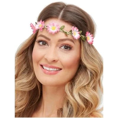 Imagen de Smiffys Diadema hawaiana /hippie de margaritas, Colores surtidos, Pack 3