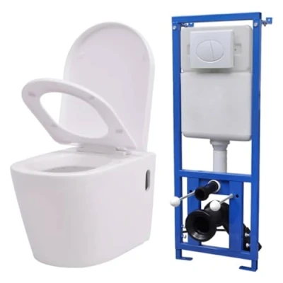 Imagen de vidaXL Inodoro Colgante Pared Cisterna Oculta Cerámica Blanco Retrete Váter WC