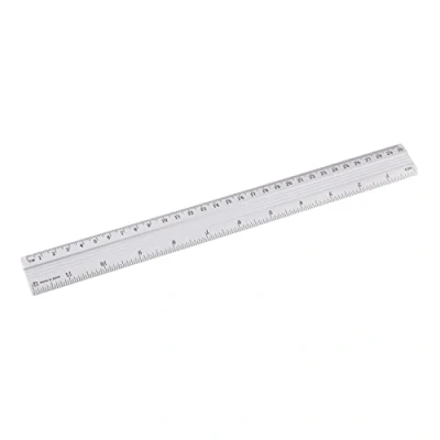 Imagen de D.RECT Regla de Aluminio Longitud la 30 cm Escala en Centímetros y Pulgadas Para Escuela, Oficina, el Hogar Plata