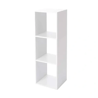 Imagen de Acomoda Textil Estantería para Pared y Suelo de Madera Moderna Resistente Dormitorio, Cocina, Baño Oficina. Estante Organizar Fácil Instalación. (3 Cubos, Blanco)