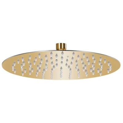 Imagen de vidaXL Cabezal de Ducha Redondo Efecto Lluvia Cuarto Baño Accesorio Rociador Boquillas Giratoria Área Amplia Acero INOX Dorado 25 cm