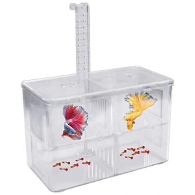 Imagen de Caja de Cría Peces, Aislamiento Peces Doble Capa, 4 in 1 Paridera Flotante Transparente Criadero Gran Capacidad con Gancho y 2 Ventosas