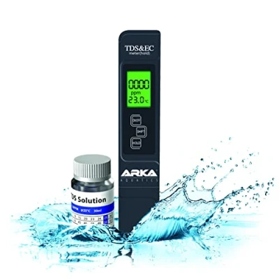 Imagen de ARKA myAQUA Medidor TDS/EC 3en1 Mide de Forma fiable TDS, EC y Temperatura. Incluye solución calibración para mediciones precisas en Diferentes Tipos Agua.