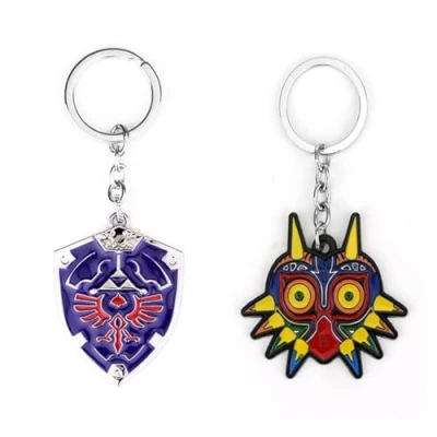 Imagen de 2 llaveros de Majora + Hylian escudo para coche, joyería cosplay, Mezcla, Talla única
