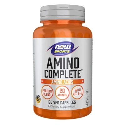 Imagen de Now Foods, Amino Complete (Mezcla de Aminoácidos), 120 Cápsulas vegetarianas, con BCAA, Probado en Laboratorio, Sin Gluten, Vegetariano, No GMO