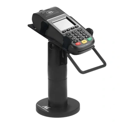 Imagen de Maclean MC 818 Soporte de Terminal Tarjeta para Dispositivos POS Giratorio 270, Ajuste Inclinación +0 a 75, Ancho Ajustable, Gestión Cables Montaje en Mesa Terminales EC