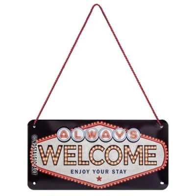 Imagen de Nostalgic Art, Cartel colgante retro, Welcome Idea de regalo para los fans Estados Unidos, metálico, Diseño vintage decoración, 10 x 20 cm
