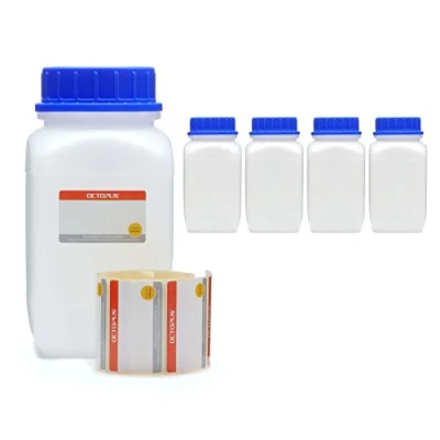 Imagen de Octopus 5 frascos de 1500 ml Ancho con tapón Rosca, químicos, Laboratorio como Recipiente Almacenamiento para Laboratorio, Cocina o Hobby