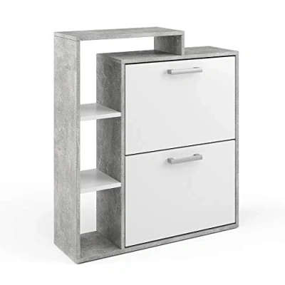 Imagen de Vicco Zapatera abatible Orlando, Hormigón/Blanco, 80 x 90 cm