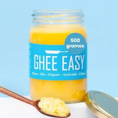 Imagen de Ghee Easy 500g Bio de Vacas Alimentadas con Pasto Ayurvédico Auténtico y Puro, Sin Aditivos Certificado Orgánico Biológico Libre Lactosa Gluten 100% Europeo