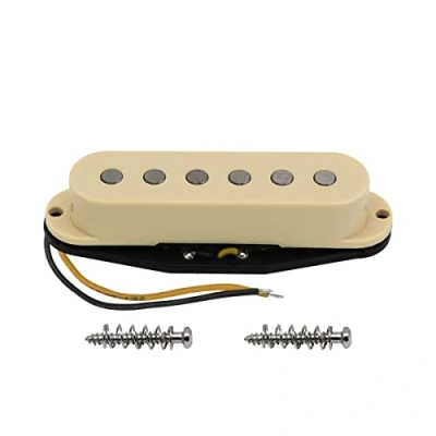Imagen de FLEOR pastilla Alnico 5 de bobina simple Poste plano puente guitarra para eléctrica ST SQ, crema