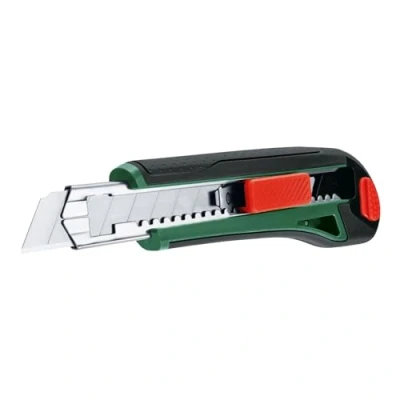 Imagen de Bosch cúter de hoja segmentada (empuñadura suave antivibración y ergonómica; bloqueo la hoja; recarga automática; depósito hojas; afilada 18 mm acero SK5)