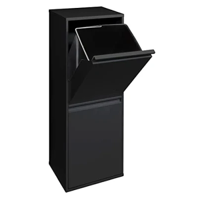 Imagen de Arregui Basic CR206 B Cubo de Basura y Reciclaje Acero 2 Compartimentos 2x17L (34L) Cubos Cocina Contenedores para Casa u Oficina negro