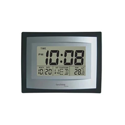 Imagen de Technoline WS 8004 Techno Line Reloj de Pared (Cuarzo, 220 x 170 35 mm), Color Plateado y Negro, 3,5 cm l 22 w 17 h