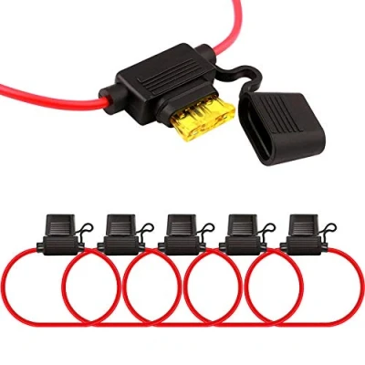 Imagen de FULARR® 5Pcs Premium ACU Mediano En Línea Impermeable Portafusibles con 16 AWG Arnés, Gratis 15Pcs Estándar Cuchilla Fusibles + 1Pcs Extractor Cables Ataduras 12V / 24V
