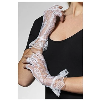 Imagen de Smiffys Guantes de encaje sin dedos, blancos