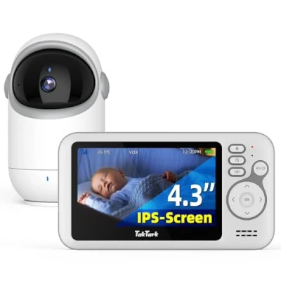Imagen de TakTark Camara Vigilancia Bebe, 4.3&#039;&#039; Vigilabebes con Rotación de 300, Inalámbrico Bebe Monitor Visión Nocturna, VOX, Comunicación Bidireccional, Sensor Temperatura, Sólo movimiento