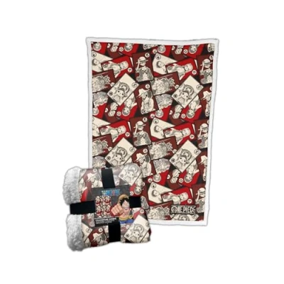 Imagen de Homadict Sherpa One Piece Manta Polar Suave y cálida 100 x 150 cm Equipo Luffy Calidad Alta cómoda Licencia Oficial