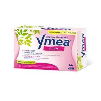 Imagen de Ymea Silueta Tratamiento de la Menopausia Doble acción Control Sofocos y Apto para Uso Prolongado Sin Estrogenos, Soja o Consevantes, 64 cápsulas