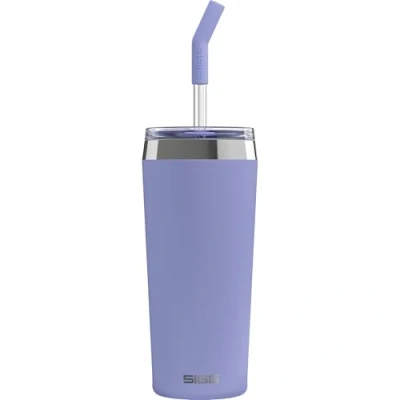 Imagen de SIGG Helia Peaceful Blue Taza térmica de café para llevar (0,45 L), termo acero inoxidable con doble aislamiento, vaso pajita cristal antirrotura térmico