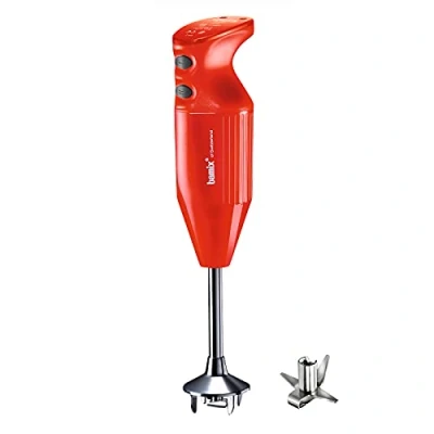 Imagen de bamix Set de batidora mano eléctrica M160 ONE con multicuchilla acero inoxidable, 160 vatios, Regulable 2 velocidades, Made in Switzerland, Rojo