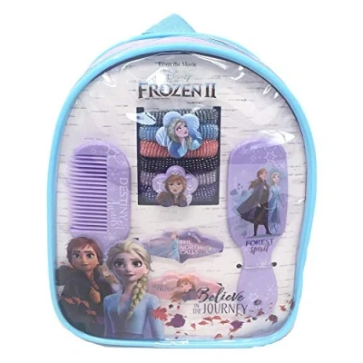 Imagen de Frozen Juego de 10 accesorios para el pelo Disney, gomas elásticas, pinzas pelar, con mochila