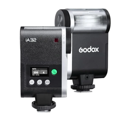 Imagen de Godox iA32 iFlash flash Mini Speedlite GN15 A/M Modo con disparador óptico S1/S2 cabezal de inclinable para Fuji, Canon, Nikon, Sony, Olympus, Panasonic