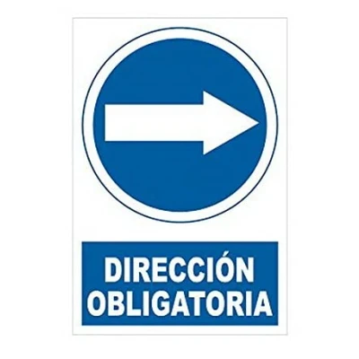 Imagen de FERRETELIX® Cartel señal PVC 40 cm x 30 Direccion obligatoria derecha 1 mm espesor