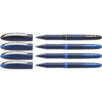 Imagen de Schneider One Business 183084 Bolígrafo de punta redonda (grosor trazo 0,6 mm, fabricado en Alemania), 4 unidades, 3 azules y 1 negro