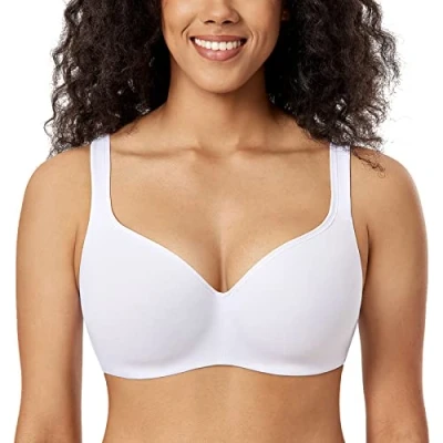 Imagen de DELIMIRA Sujetador Tallas Grandes Balconette para Mujer, Moldeado con Aros Blanco 100B